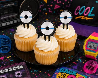 CD Cupcake Toppers – Set of 6 or 12 – Retro Music Party Decor