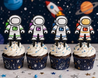 Astronaut Cupcake Toppers – Space Birthday Party Decor –Space Theme – Set of 6 or 12