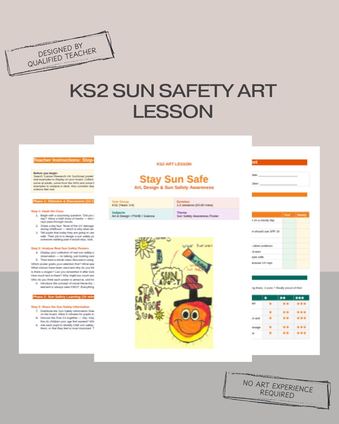Sun Safety KS2 Art Lesson | Printable Teacher Resource | Poster Design ...