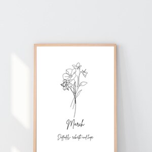 March Birth Flower Print: Daffodil Line Art (Digital Download)
