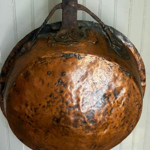 Antique Hammered Copper Sauté Pan (Very Old with Repairs)