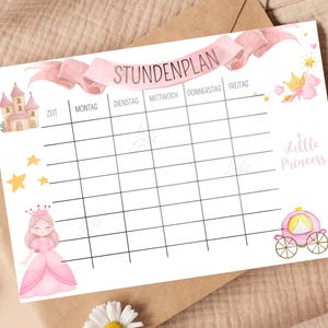 Digital timetable for children PDF to download | Timetable for school | Timetable to print for school - Princess