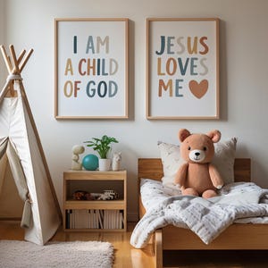 Christian Nursery Wall Decor, Set of 2 bible verse wall art, Nursery Bible kids Wall decor, Church Nursery Room Decor Bundle Sunday school