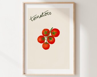 Tomattryck | Kökstryck | Illustration | Väggkonst | Minimalistisk Modern | Omedelbar Digital Nedladdning