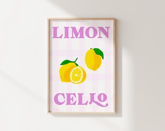 Impressão Limoncello | Impressão de Cozinha Rosa | Arte de Parede | Moderno e Vibrante | Download Digital Instantâneo