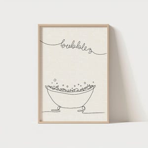 Bubble Bath Line Art Print | Minimalist Bathroom Decor (Digital Download)
