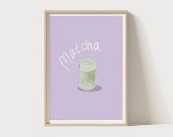 Iced Matcha Latte Print | Vibrant Kitchen Wall Art (Digital Download)