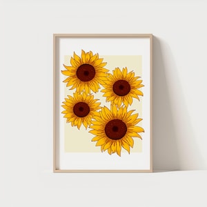 Imprimé tournesol | Illustration florale moderne, décoration d&#39;intérieur (téléchargement numérique)