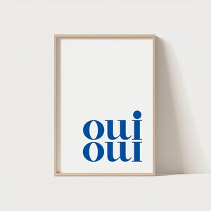 Oui Oui Print | Blue Typography Bathroom Wall Art | Home Decor| Instant Digital Download