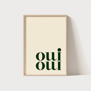 Oui Oui Print | Green Typography Bathroom Wall Art | Home Decor| Instant Digital Download