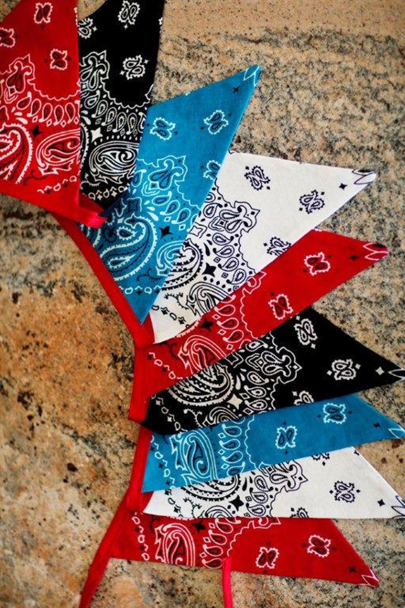 Boys Cowboy Bandana Fabric Banner / Fabric Bunting Banner / Etsy