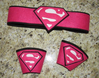 Super Girl Inspired Belt with Matching Wrist Cuffs / Supergirl  / Superman / Kids Belt & Cuffs / Kids costume
