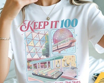 Disney Epcot 2026, Disney Parks with Spaceship Earth Shirt, Disney Boat Seagull Tee, Keep It 100 On The Land The Seas The Skies Shirt