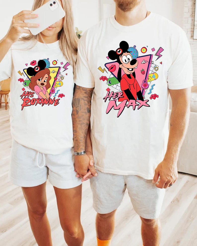 Max and Roxanne Matching Disney Shirts, A Goofy Movie Powerline Shirt for Couple, Vintage Disney World Tee, Max Goof Roxanne Tee, Lovers Tee bild 1
