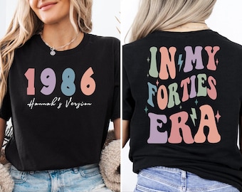 Camiseta personalizada para el 40 cumpleaños, camiseta personalizada con el año 1986, regalo para el 40 cumpleaños, camiseta con el número 1986, regalo para mujeres que cumplen 40 años.
