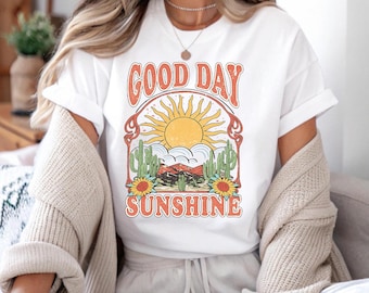 Good Day Sunshine Shirt, Trendy 1970s Retro T-Shirt, Psychedelic Fashion Tee, 1960s Music Tee, Concert Shirt, Hippie Bright Colors T-Shirt