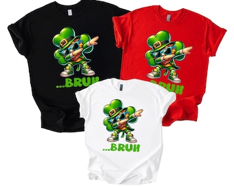 Dabbing Leprechaun Bruh Shirt, St. Patrick's Day T-shirt, Boys Kids Toddler Saint Patricks Day Tee, Green Shamrock Outfit, Mens Womens Top
