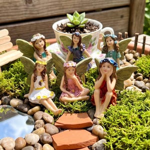 Set mit 6 Miniatur-Feenmädchen für den Feengarten, Mini-Gartenzubehör, DIY-Ornamente für Terrarien, Tierfiguren, 6 Stück