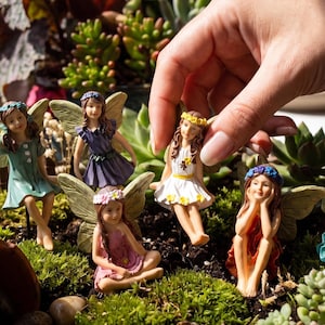 Set mit 6 Miniatur-Feenmädchen für den Feengarten, Mini-Gartenzubehör, DIY-Ornamente für Terrarien, Tierfiguren, 6 Stück