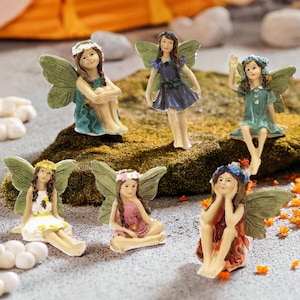 Set von 6 Stück Feengarten Miniatur Kleine Fee Mädchen, Mini Garten Liefert DIY Verzierungen für Terrarium Zubehör Tierfigurine 6St