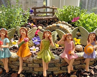 Set of 5 Fairy Garden Miniature Small Fairy Girls , Mini Garden Supplies DIY Ornaments for Terrarium Accessories 5pcs