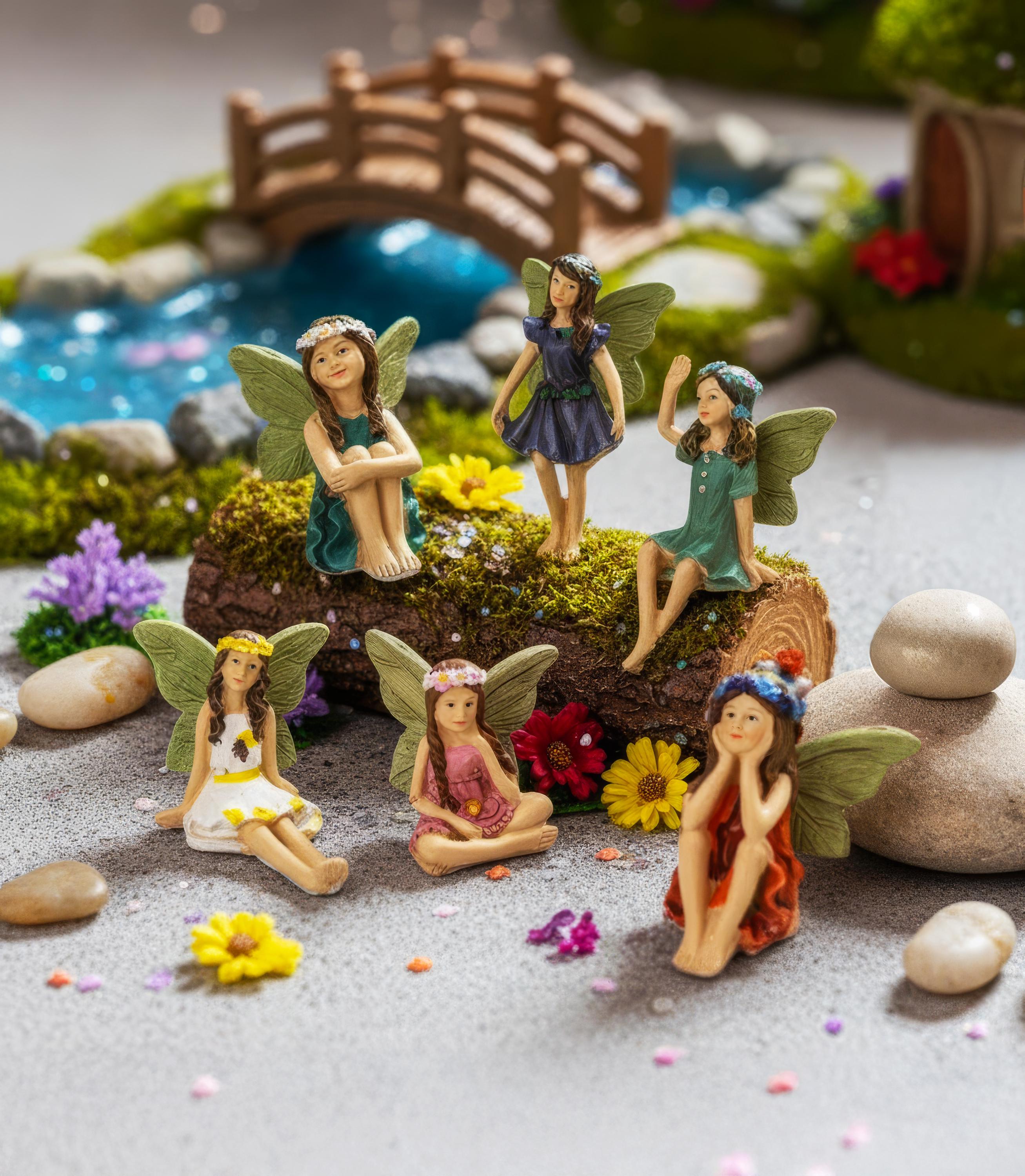 Miniature Fairy Garden Dollhouse Girl With Golden Glitter Wings – Buy 3 & Save $6