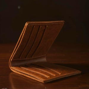 Custom Leather Engraved Mens Wallet, Real Crazy Horse Leather Slim Rustic Brown Wallet, Distressed Personalised Anniversary Gift for Him Dad