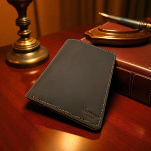 Personalized Rustic Leather Hot Stamped Mens Wallet, Crazy Horse Real Leather Brown Cardholder, Custom Bespoke Initial Embossed Gift for Him