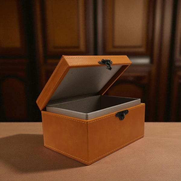 Caja de cuero personalizada con bloqueo RFID: Caja Faraday grabada con láser, protección antirrobo con entrada sin llave, caja marrón para guardar recuerdos.