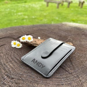 Personalized Custom Engraved Leather Mens Wallet, Memory Father's Gift, Anniversary Gifts for Him, Genuine Soft Black Real Leather Wallet
