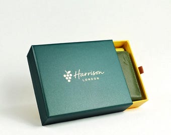 Luxury Wallet Gift Box, Harrison Leather Groomsmen Business Gift, Christmas Presentation Box for Him Dad Husband, Birthday Leather Present