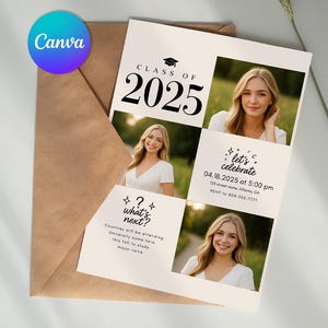 Abschlusskarten-Bundle Klasse von 2025 | Druckbar und Digital | Grad Bekanntgabe, einladen & Danke zu kardieren | Bearbeitbare Vorlage