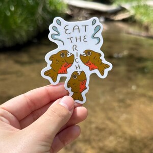 Piranha Sticker – “Eat the Rich” | Punk Fish Art | Waterproof Vinyl | 3” Laptop/ Waterbottle Decal