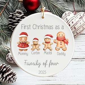 Personalized Family of Four Christmas Ornament, Customized 1st Christmas Family of Four Ornament, Christmas Gift For Family of Four