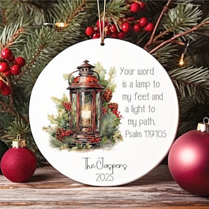 Personalized Religious Ornament, Bible Verse Keepsake, Christian Gift, Christian Lantern Ornament, Gift for Mom / Grandma, Gift for Pastor
