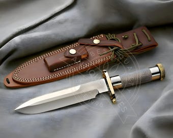 Ręcznie robiona replika noża survivalowego Randall Bowie z pochwą - 13"