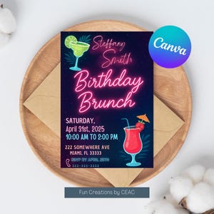 Digital brunch invitation | Birthday Brunch Invitation | Editable Brunch Invitation | Brunch Invite | Birthday invite, Girls brunch Birthday