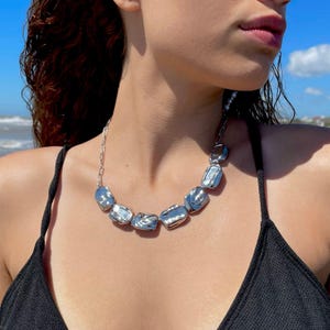 Handmade Statement Silver Necklace in Stainless Steel