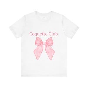 Coquette Club Tee: Pink Bow Graphic, Unisex Jersey Short Sleeve