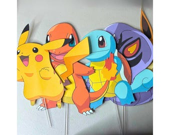 Inspired Pokémon Party Centerpieces Toppers - Kids Birthday Table Decor- Sets