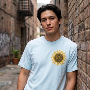 Aztec Sun Symbol T-Shirt, Boho Spiritual Graphic Tee mockup 6