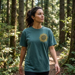 Aztec Sun Symbol T-Shirt, Boho Spiritual Graphic Tee mockup 4