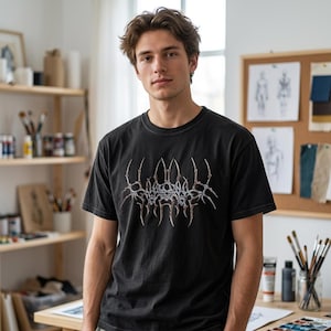 Dark Tribal Abstract Symbol Graphic Tee, Edgy Alternative Art Shirt mockup 1