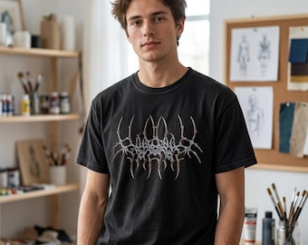 Dark Tribal Abstraktes Symbol Grafisches T-Shirt, Edgy Alternative Art Shirt