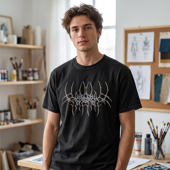 Dark Tribal Abstract Symbol Graphic Tee, Edgy Alternative Art Shirt Retro Shirts by Ramorax