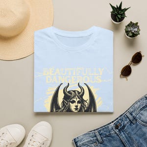 Gothic Demon Woman Graphic Tee, Dark Feminine Occult Art Shirt mockup 16