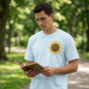 Aztec Sun Symbol T-Shirt, Boho Spiritual Graphic Tee mockup 11