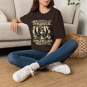 Gothic Demon Woman Graphic Tee, Dark Feminine Occult Art Shirt mockup 8