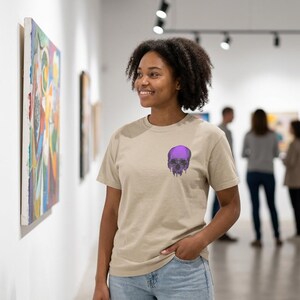 Graphic Tee, Dripping Skull Print, Unisex Heavy Cotton Shirt mockup 8
