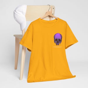 Graphic Tee, Dripping Skull Print, Unisex Heavy Cotton Shirt mockup 14